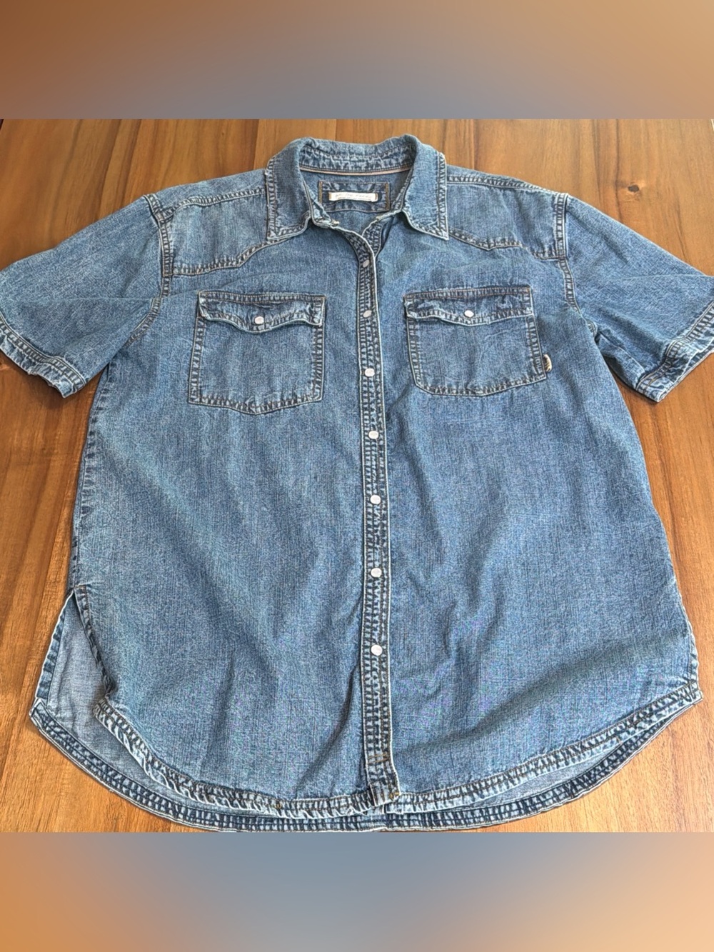 We The Free The Short Of It Denim Top Oversized Western Tunic Shirt M - Picture 5 of 14